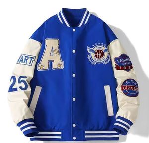 Men's Vintage Hip Hop Letterman Baseball Jacket with Stand Collar Canvas Fabric Front Embroidery-for Baseball <b>Fans</b> - Product Image 1