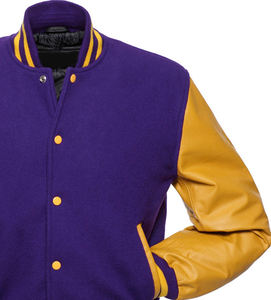 Chaqueta con letras de béisbol bordadas de cuero y lana con logotipo personalizado para hombre, chaqueta universitaria de manga de cuero en blanco Vintage para hombre - Product Image 5