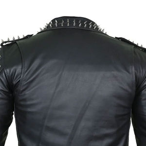 Veste en cuir cloutée de Style noir pour hommes Rock clouté pour motard et coureurs Premium Design Punk cuir vestes pour hommes - Product Image 6