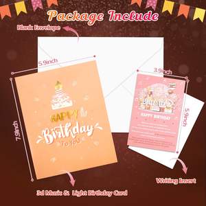 Tarjeta de feliz cumpleaños emergente, vela LED soplable, luz y música, regalos de cumpleaños para mujeres, mamá, esposa, tarjetas de cumpleaños de oro rosa - Product Image 3