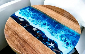 Table à manger rectangulaire moderne faite à la main en résine, design artistique pour les célébrations de mariage et d'anniversaire, imperméable, décoration de salon, décoration de la maison - Product Image 5