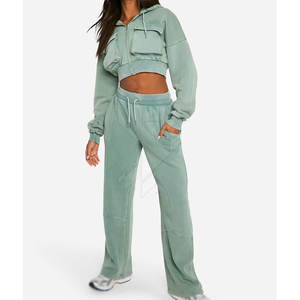 Gran oferta de chándal personalizado de lana lavado con ácido para mujer, recién llegado, chándales personalizados de material de algodón informales más vendidos - Product Image 4