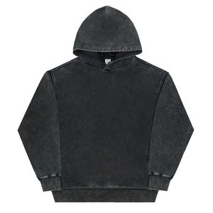 Sudadera con capucha de lavado ácido desgastado Vintage en blanco de gran tamaño de algodón con estampado de peso pesado, ropa de calle con logotipo personalizado, sudaderas con capucha informales de lavado de piedra - Product Image 1