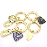 Porte-clés en métal professionnel classique robuste personnalisé avec logo gravé en forme de cœur couleur or clair