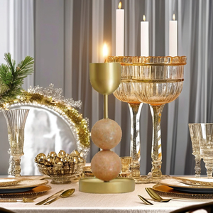 Elegante soporte de vela de latón con cuentas, fuente de pilar de Metal para decoración del hogar, tarro de vela único - Product Image 3