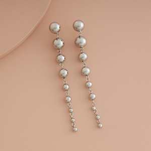 Vintage Gold-Plated Pearl Drop Earrings for Party Ball Pattern Brass & Zinc Alloy - Product Image 2