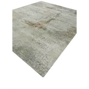 Alfombra Kavi Verde de Lana y Seda de Bambú Anudada a Mano, Colección Afterglow, Patrón Abstracto para Uso Doméstico, Eskm-03 - Product Image 2