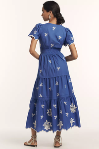 Robe longue d'été décontractée pour femmes brodée Style ukrainien 100% coton tissé taille naturelle pour les vacances - Product Image 3