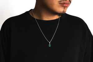 Collar de piedras preciosas con estilo Esmeralda verde para hombre, colgante chapado en oro de 18 quilates, joyería Unisex, regalo elegante para él - Product Image 3