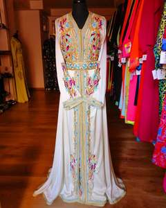 Caftán marroquí blanco, impresionante ropa musulmana tradicional para ropa informal, función antiestática para fiestas de Eid y Ul Adha - Product Image 3