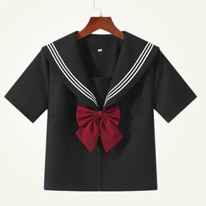 日本韓国制服女子プラスサイズスーツレッドタイブラック3ベーシックセーラーユニフォーム女性長袖学生スーツ - Product Image 4
