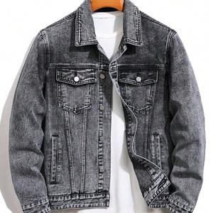 Veste en jean écologique respirante coupe-vent Col doux Lavage à la pierre Personnalisable Veste en jean décontractée personnalisée pour homme - Product Image 1