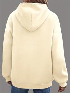 Sudadera con capucha de manga larga de terciopelo con estampado de corazón, cálida y holgada, informal, para otoño e invierno para mujer - Product Image 3