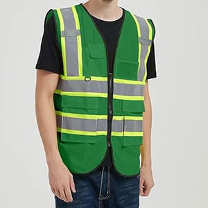 Chaleco reflectante de doble cara, personalizado, con múltiples bolsillos, ropa de seguridad reflectante, impermeable, chaleco de alta visibilidad, chaquetas verdes de seguridad - Product Image 3