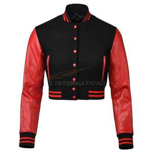 Personalizado para mujer recortada Varsity chaqueta OEM bordado logotipo personalizado béisbol Letterman chaquetas fábrica a granel proveedor - Product Image 3