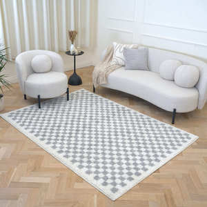 Plush Faux <b>Rabbit</b> <b>Fur</b> Shaggy <b>Rug</b> for Living Room Hallway Machine Made Rectangular Grey Carpet - Product Image 6