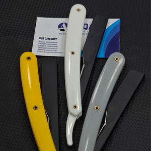 <b>Straight</b> Edge Barber <b>Razor</b> Plastic Handle Stainless Steel <b>Blade</b> Holder for Professional Salon Shaving - Product Image 2