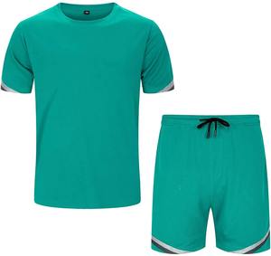 Diseño de logotipo personalizado Traje de verano de dos piezas para hombre Pantalones cortos de lavado ácido de 2 piezas y Conjunto de camiseta para ropa de hombre - Product Image 2