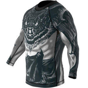 Ventes en gros de rashguards pour hommes XXL, impression sublimée personnalisée, respirant, manches longues, spandex pour la salle de sport, fabriqué en polyester 220g - Product Image 6