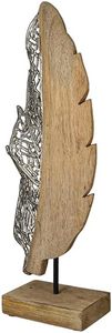 Sculpture Décorative Feuille de Décoration-Couleurs Argent Naturel-Hauteur 52 cm - Product Image 2