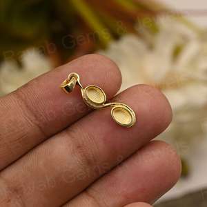 เงินแท้ 925 ชุบทอง 14K ขนาด 26 มม. รูปทรงวงรีบิดเกลียว ตัวเรือนแบบกึ่งสำเร็จรูปสำหรับใส่เรซิ่น ชิ้นส่วนเครื่องประดับ - Product Image 4