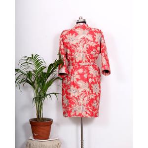 Indigo Kantha XS tamaño Kimono chaqueta gota hombro tejido a mano acolchado bolsillo ropa festiva exportador indio fabricante borde crudo - Product Image 4