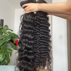 Extensiones de Cabello Humano Virgen Vietnamita y Camboyano de Doble Trama con Cutícula Alineada, Ondulado Natural y Ondulado Profundo Suelto para Pelucas - Product Image 1