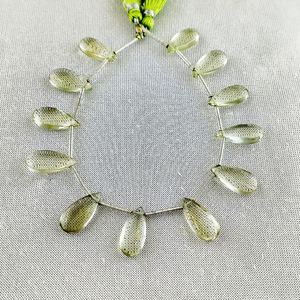 Smooth Pear Shape Loos Beaded Strand Natural Green Amethyst Gemstone 8Inch Long Beaded Strand for Making Beaded Jewelries <b>Charms</b> - Product Image 2