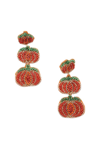 Pendientes Colgantes con Cuentas de Semillas de Calabaza Hocus Pocus - Pendientes Bordados con Cuentas de Semillas Naranja y Negra de la India, Pendientes Hechos a Mano - Product Image 3