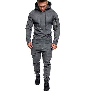 Vente en gros de survêtements 2 pièces en molleton doux, conception du fabricant, ensemble de survêtements pullover à poches latérales avec logo personnalisé pour hommes - Product Image 1