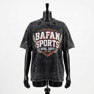 T-shirt délavé à l'acide pour femme, en coton épais, noir délavé vintage, imprimé graphique, logo personnalisé, streetwear - Product Image 1