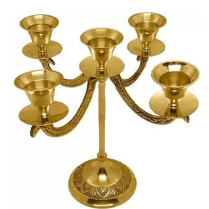 Bougeoir décoratif de table en or plaqué, finition antique, bougeoir, support de bougie, décoration de table à domicile, support de bougie pilier - Product Image 1