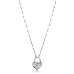 <b>Padlock</b> Heart Shape Clear Zircon Stone Charm Pendant Turkish Handmade Wholesale 925 Sterling SilverJewelry for Women - Product Image 2
