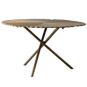 Table basse en métal classique avec dessus rond Texture de rayon de soleil avec finition dorée faite à la main pour meubles de salon et de chambre - Product Image 1