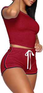 ชุดเซ็ตเสื้อยืดเอวสูงระบายอากาศสำหรับผู้หญิง ปี 2024 สั่งทำได้ ขายส่ง สินค้าขายดี สไตล์ใหม่ แฟชั่นฤดูร้อน ชุดลำลองออกกำลังกาย - Product Image 3