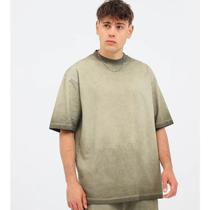 เสื้อยืดวินเทจ boxy เสื้อยืดซักแล้วเสื้อยืดครอปไหล่ตกเสื้อยืดกันแดดจางลง - Product Image 1