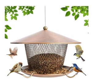 Comedero de pájaros de Metal pintado verde con vidrio para accesorios decorativos de jardín Comedero de pájaros de Metal colgante de balcón interior y exterior - Product Image 6