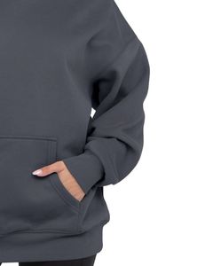 Sudadera con Capucha Gris Oscuro para Mujer, Talla Grande, Cálida, de Forro Polar, para Invierno, con Capucha, Material Suave, Informal, con Bolsillo Tipo Canguro - Product Image 2