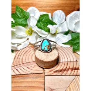 Navajo Handmade #8 Turquoise & Sterling Silver Fashion Cuff Bracelet - Product Image 1