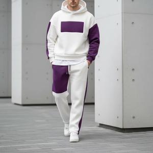 OEM Stacked <b>Sweat</b> Tracksuits Custom logo High Quality Men Two Piece Cotton Sweatsuit Stacked Pant <b>Set</b> - Product Image 1