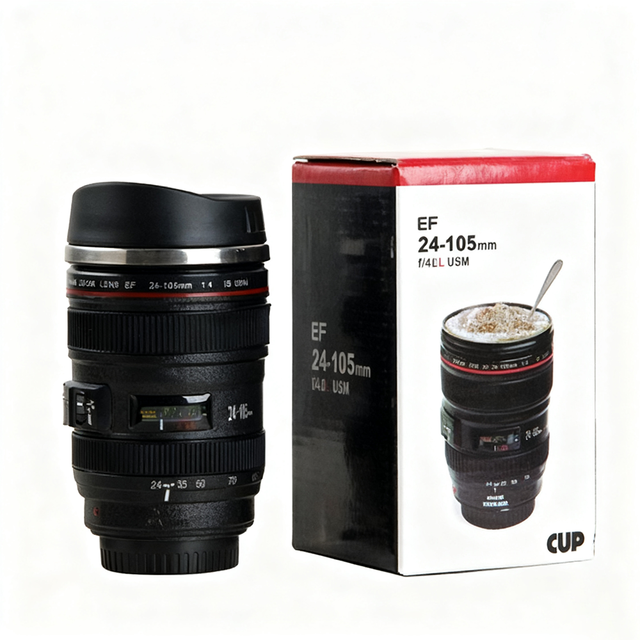 Factory Direct Supply Promotional Cheap Best Selling Unique Cup Souvenir Reusable Lens Cup Camera Lens Coffee Mug 24-105