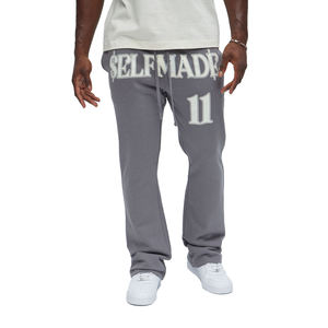 Jogging décontracté surdimensionné à taille mi-haute en molleton 100% coton French Terry, lavage clair, séchage rapide, respirant, coupe droite, streetwear personnalisé pour homme - Product Image 2