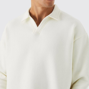 T-shirt polo de rugby à manches longues en coton surdimensionné pour hommes T-shirt vierge à coupe et couture personnalisées - Product Image 4