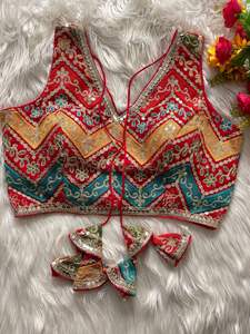 Vente chaude Belle Dressing Fancy Festival Wear Exclusive Georgette Silk Kashmiri Work Blouse Fournisseur et exportateur indien - Product Image 2