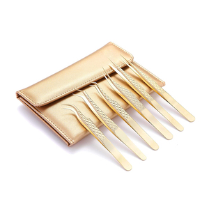 Cisailles beauté haute qualité pointe dorée extension de cils pince à épiler Kit pince à cils en acier inoxydable - Product Image 1