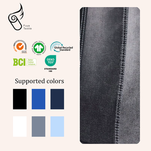 Tissu en denim sergé noir <span class=keywords><strong>de</strong></span> haute qualité en gros, 10 OZ, pour garçons et filles, écologique, respirant, extensible - Product Image 1