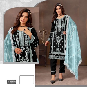 ใหม่ Organza ปากีสถานปักด้วยชุดทํางานหนักด้วย Stanton Pent พร้อมสุทธิ Dupatta สําหรับการขายออนไลน์ - Product Image 1