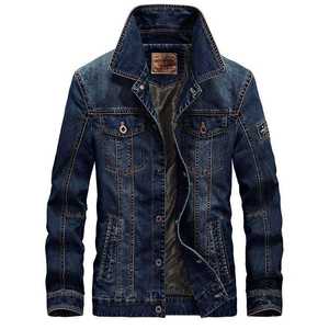 Veste en jean bleu pour homme, col montant, logo frontal, 100% coton, design le plus récent, fabrication sur mesure et vente en gros - Product Image 6