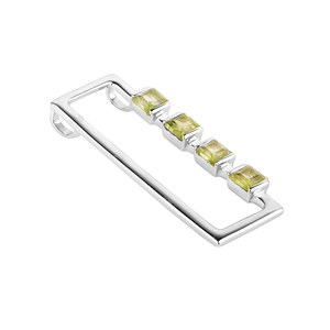 Shah Gems - Colgante de Peridoto Natural para Mujer en Plata de Ley 925 con Engaste Geométrico, Baño de Rodio y Oro Rosa, Incrustaciones de Diamantes - Product Image 2