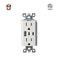 ETL Onaylı Kurcalamaya Dayanıklı Çift Prizli Duvar Prizi 15A 125V ABD 30W 1 USB-A 2 USB-C Hızlı Şarjlı Duvar Prizi